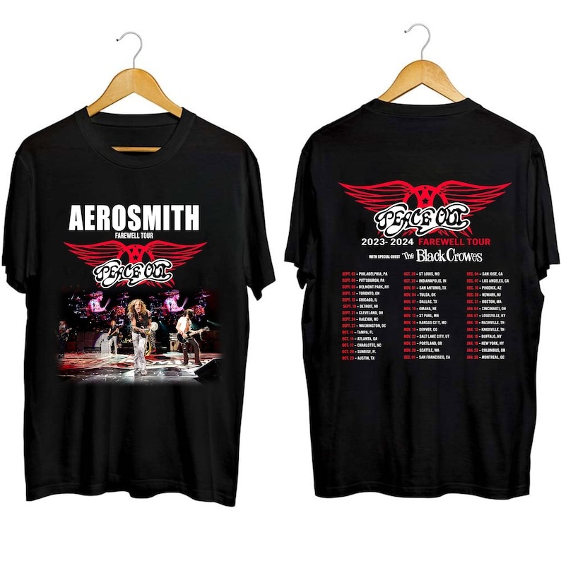 Aerosmith 20232024 Peace Out Farewell Tour With The Black Crowes Shirt 2 Sided